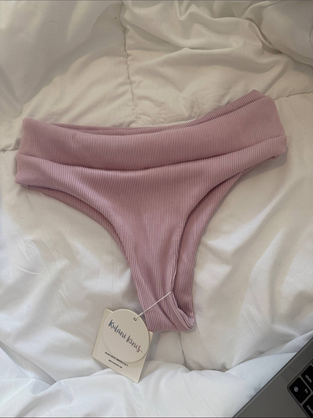 Kulani Kinis Ribbed Light Mauve Bikini Bottoms